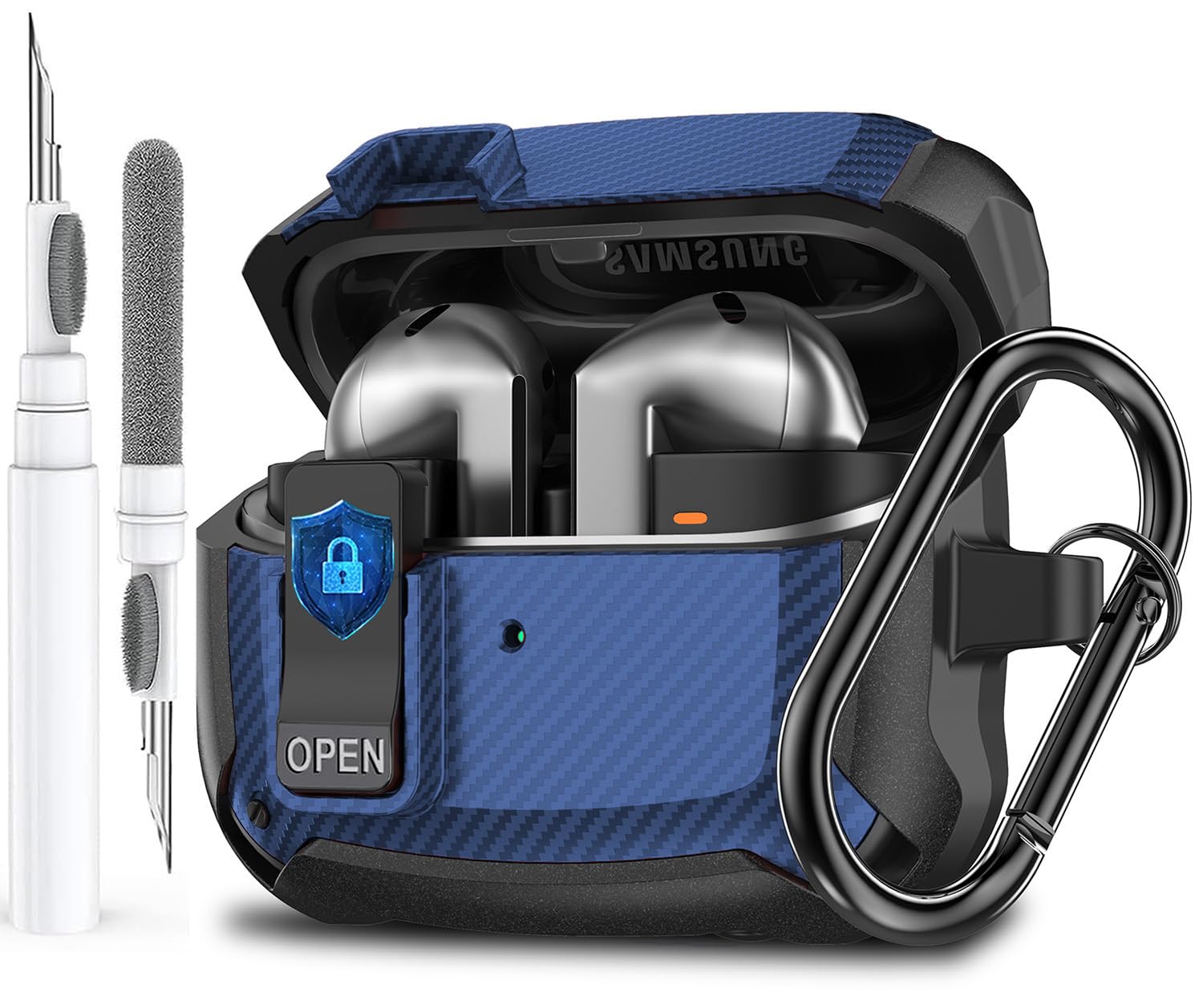 Galaxy Buds 3 Pro/3/3 FE Case Cover with Secure Lock Clip, Shockproof Samsung Galaxy Buds3/3 Pro 2024/3 FE 2025 Protective Hard Cover Shell with