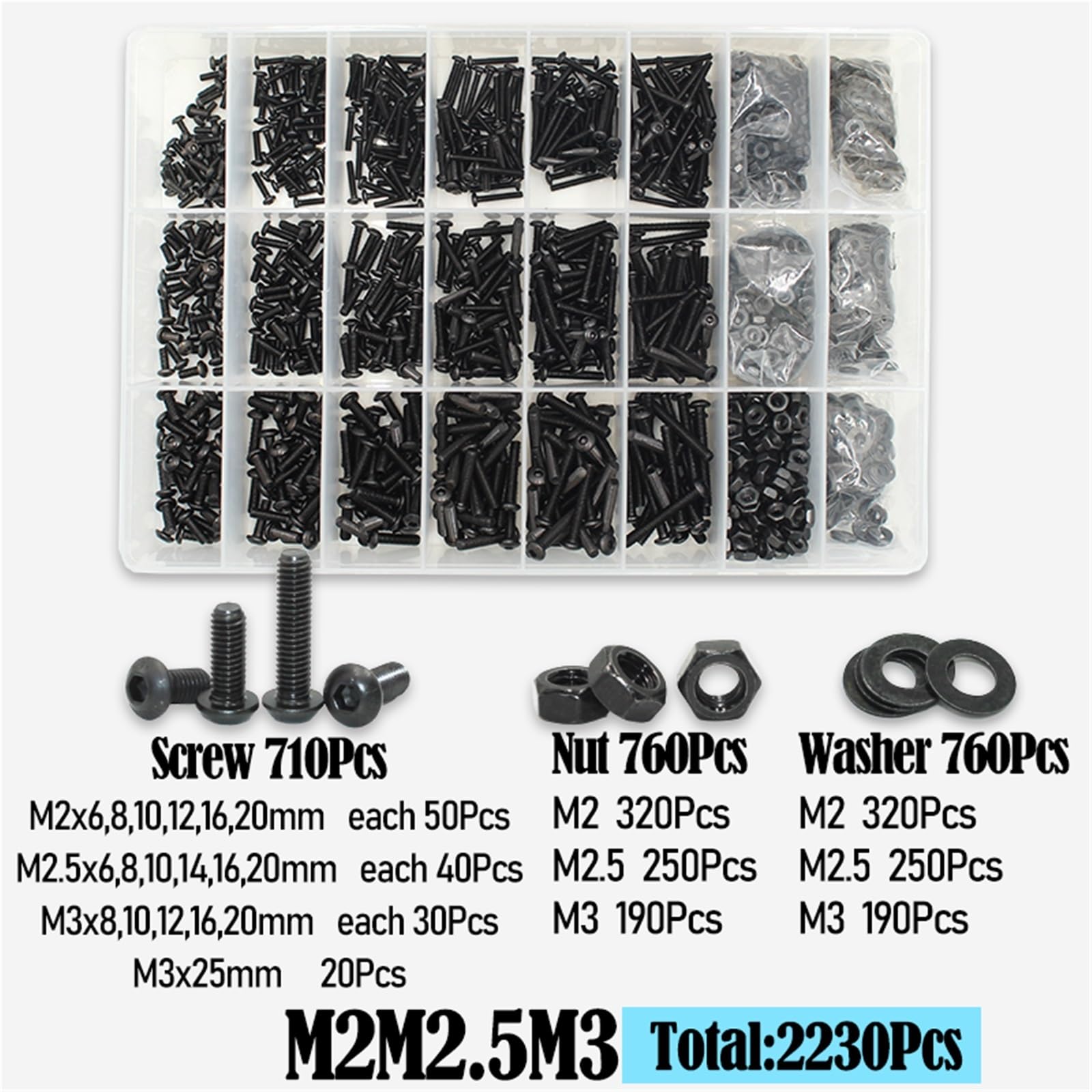 Motocicleta Tornillos Para La Motocicleta Hexagonal Hexagonal Socket Button Tornillo De Cabeza Redonda Tuerca Y Arandela M2 M2.5 M3 M4 M5 M6 Acero Al Carbono Negro Tornillo Allen