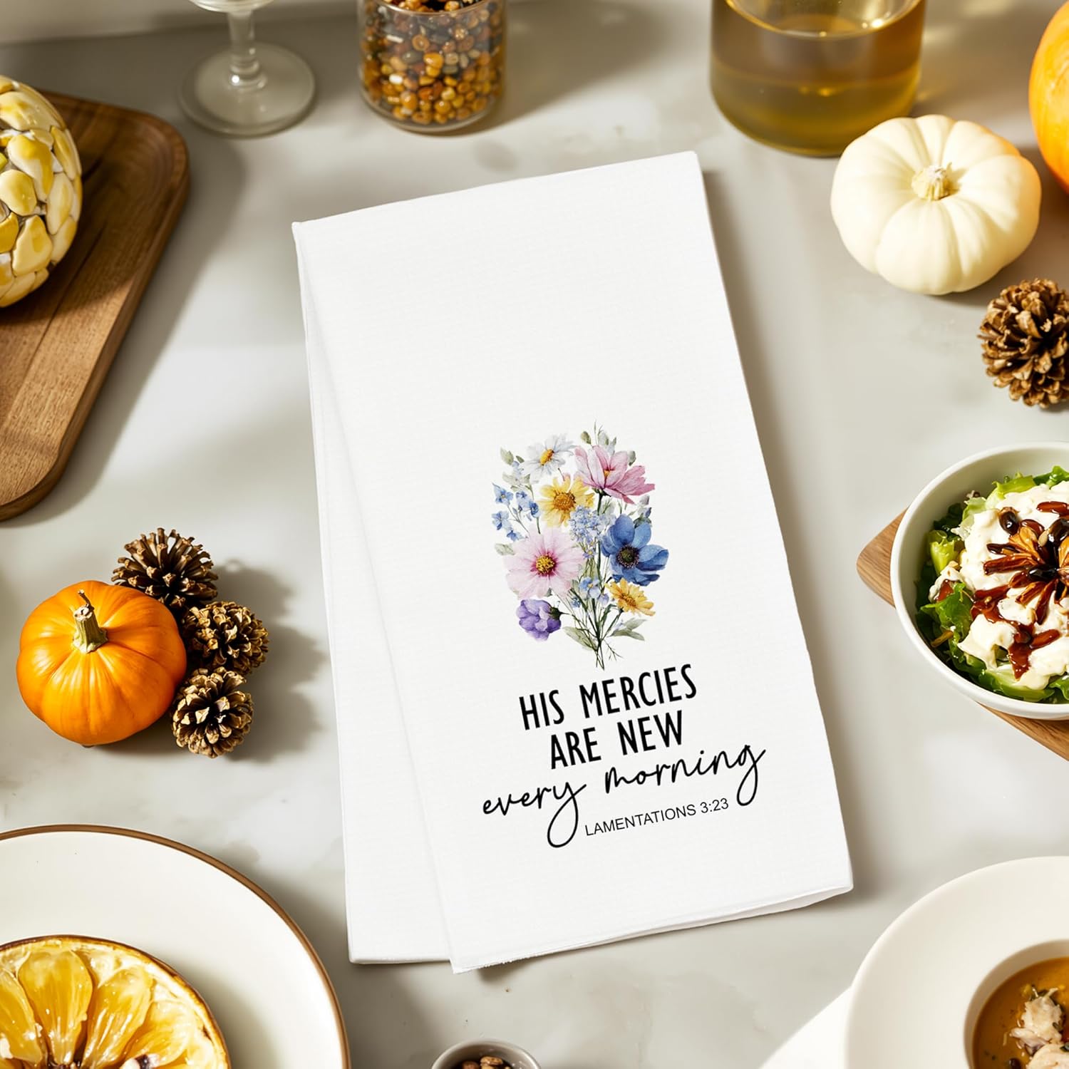 Christian Floral Towels Gifts for Women, Religious Bible Verse Towels for Kitchen Bathroom Bar (16x24 inches) - Image 2