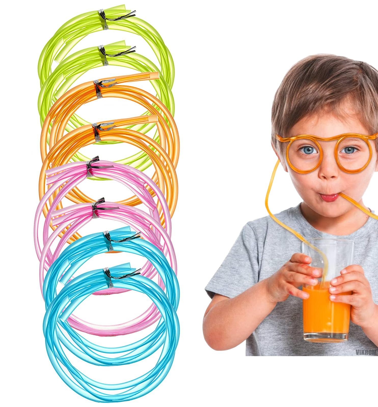 Sweet seven Straw Glasses for Fun Drinking - Reusable Party Game Straws - Ideal Child Party Gift- Color Random(1PCS)