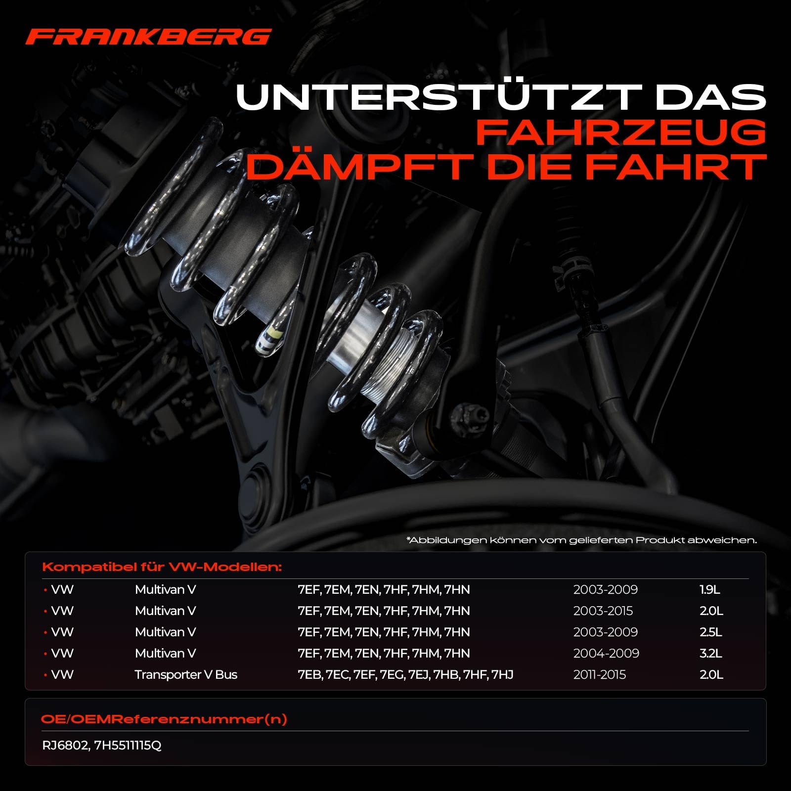 Frankberg 2x Federn Fahrwerksfeder Hinterachse Kompatibel mit M.u.l.t.i.v.a.n V 7EF 7EM 7EN 2003-2015 Transporter V Bus 7EB 7EC 7EF 7EG 2011-2015 Replace# 7H5511115Q