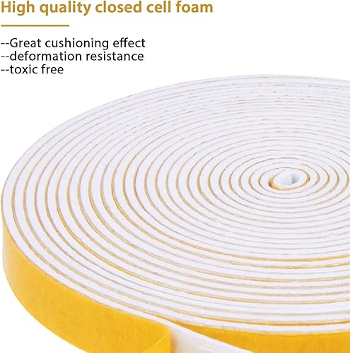 Miniatura 4 de Burlete de espuma con 4 rollos, 14 pulgadas de ancho x 18 pulgadas de grosor, total de 52 pies de largo, aislamiento adhesivo de espuma para