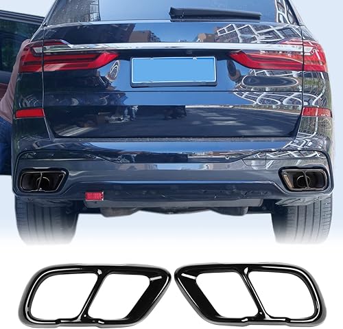 Miniatura 8 de YIWANG silenciador de escape de acero inoxidable con punta de cola de tubo de ajuste de la tapa del marco 2 piezas para BMW X5 G05 X7 2019 2020 Auto