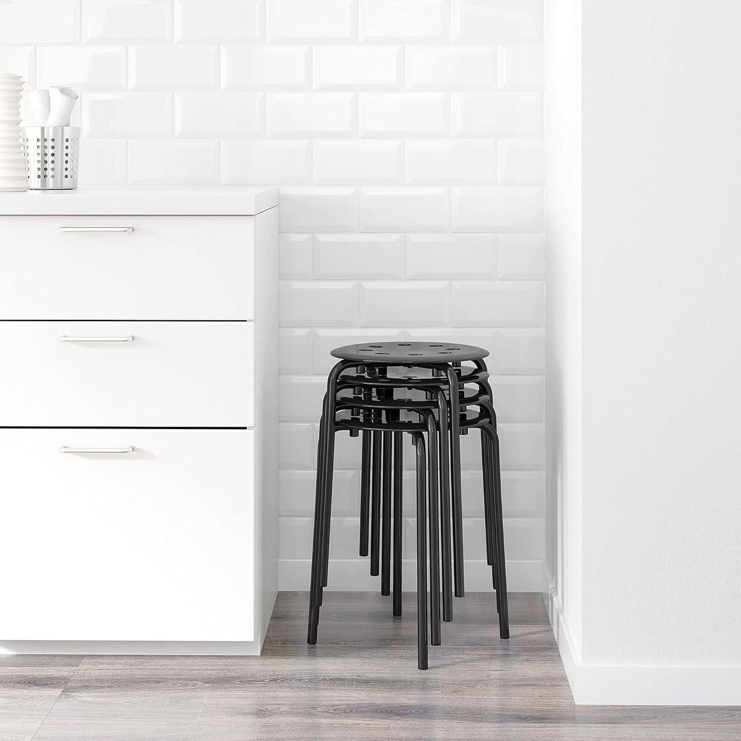 Ikea Steel Marius Durable Stool-45 Cm-By Stockland (Black)