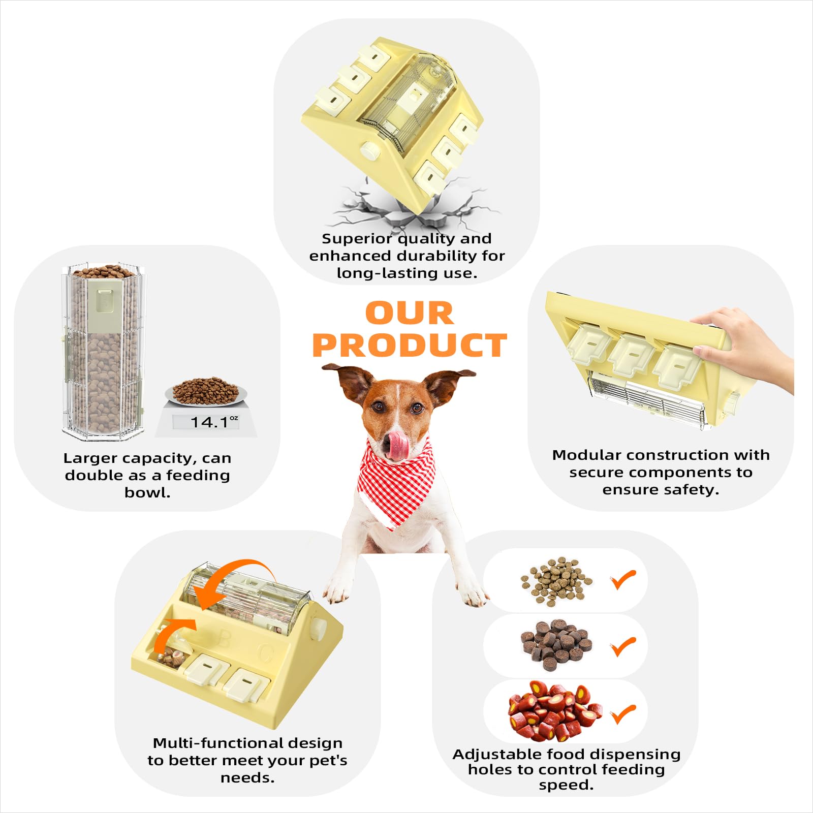 KADTC Paw-Activated Rolling Treat Dispenser Dog Puzzle Toy, Level 2 in 1 Slow Feeder (396.9 g Capacity), Interaktive Futterspender für kleine/mittelgroße Hunde - Mentale Stimulation & gesunde
