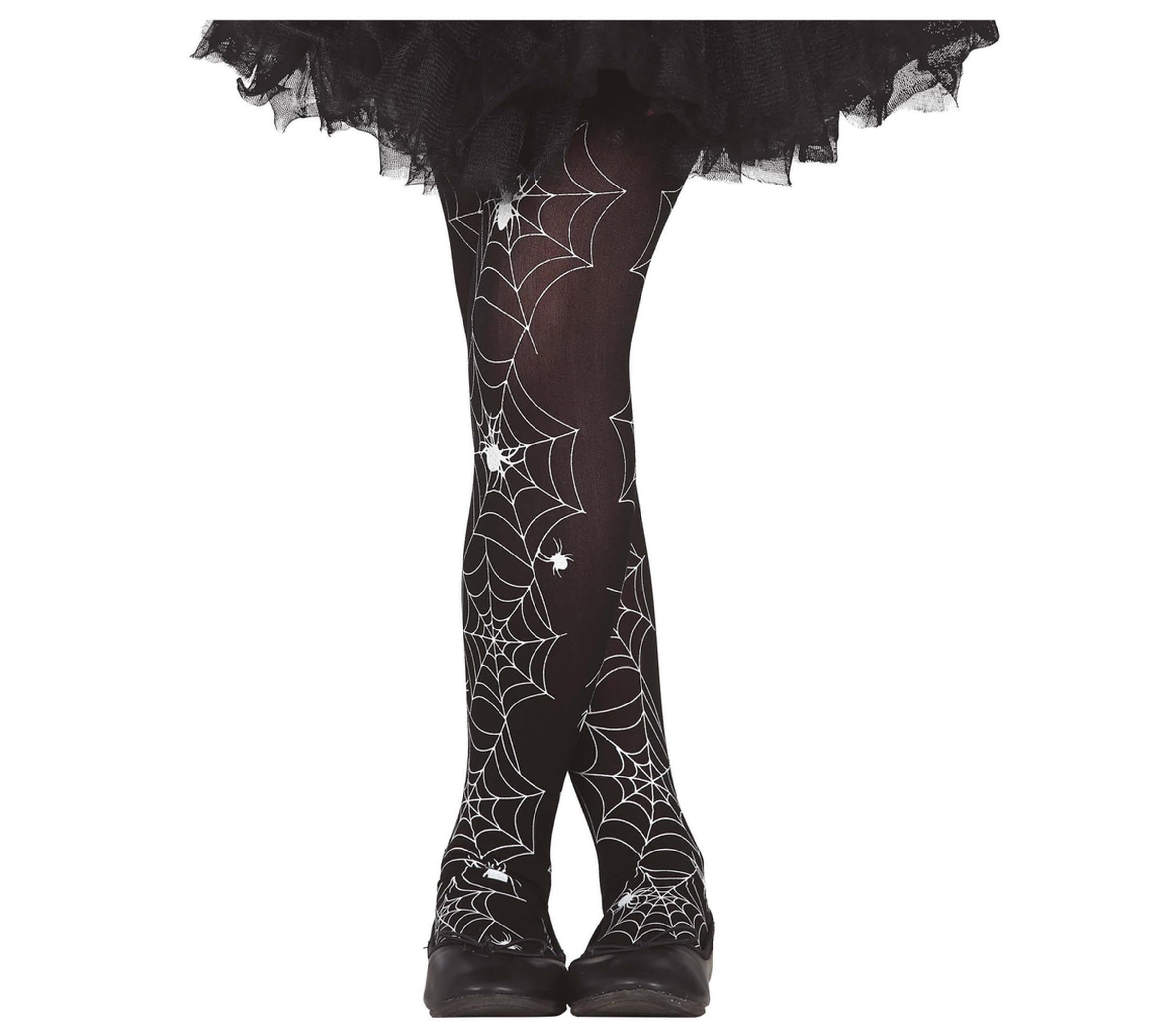 FIESTAS GUIRCA | Spiderweb Tights (7-12 Years) - Spider Pattern Tights for Children's Halloween and Carnival Costumes - Ideal Accessory for Girls at Animal Parties and Celebrations - Black