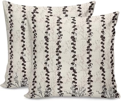 Pack of 2 Cotton Throw Pillow Covers, Branches Decorative Square Soft Couch Cushion Cases for Living Room Bedroom Sofa Washable Pillowcase 18 x 18 Inch