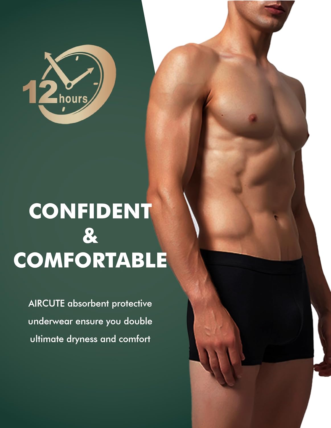 AIRCUTE Men Urinary Incontinence Underwear Washable Absorbency Soft Bladder Leak Proof Boxer Briefs 60 ML 3 Pack - Image 5