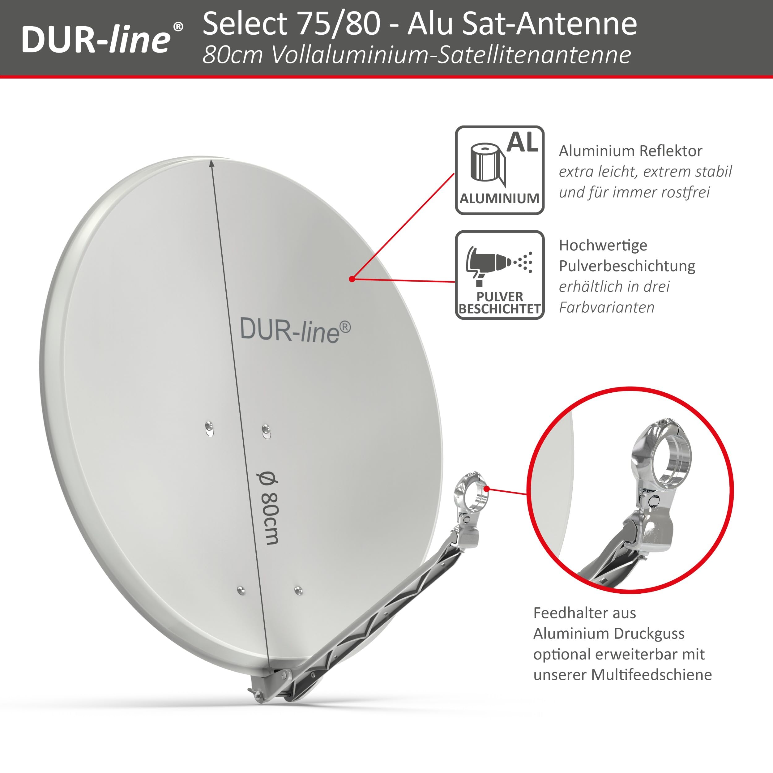 DUR-line Select 75/80 Juego de antena de satélite [LNB, Multiconmutador]