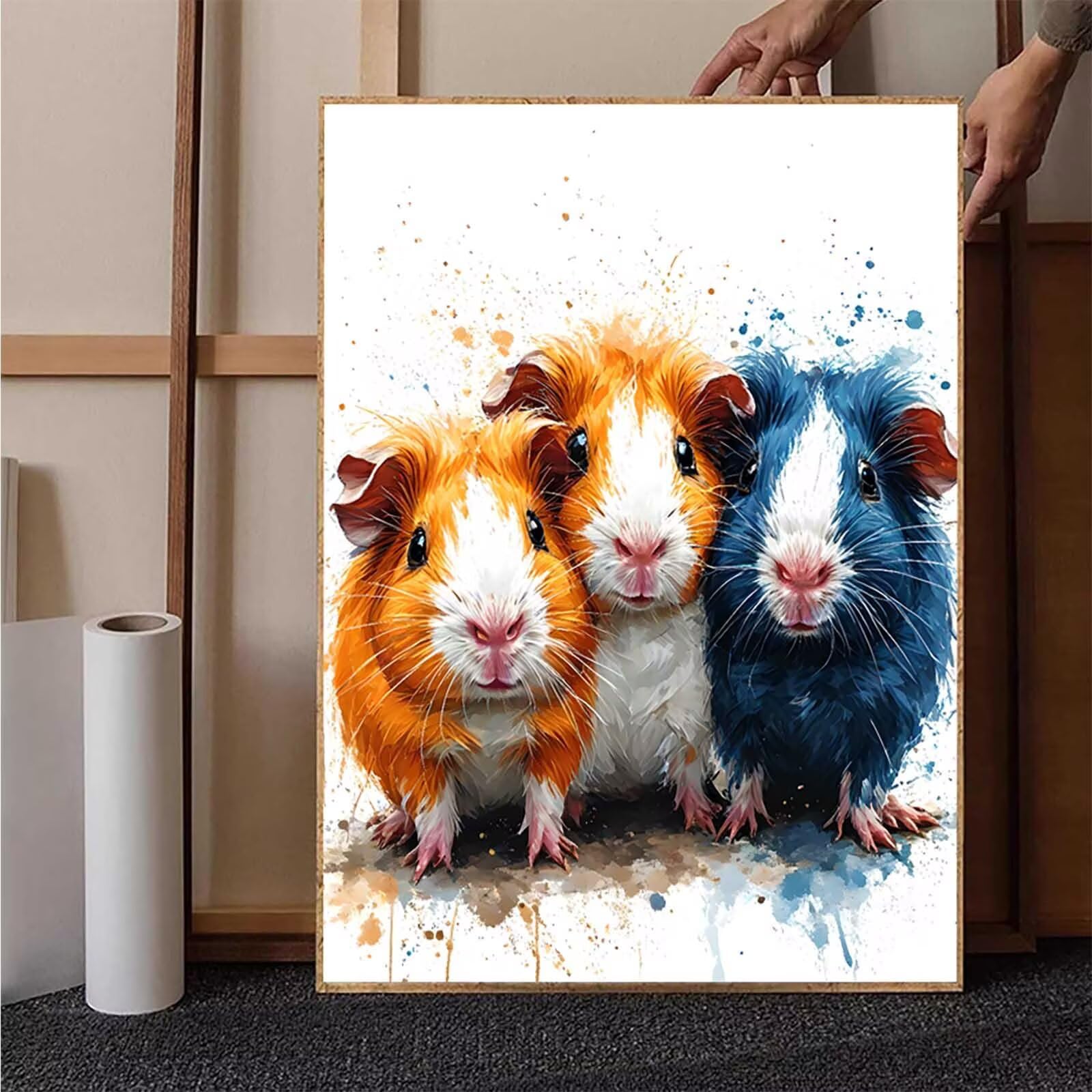 Animal Diamond Painting Guinea Pig Diamond Art Kits Adults 5D DIY Crystal Art Full Drill Cross Stitch Embroidery Kit for Craft Dimond Painting for Home Wall Bedroom Decor, Gifts Girl 25x35 cm -h251KO