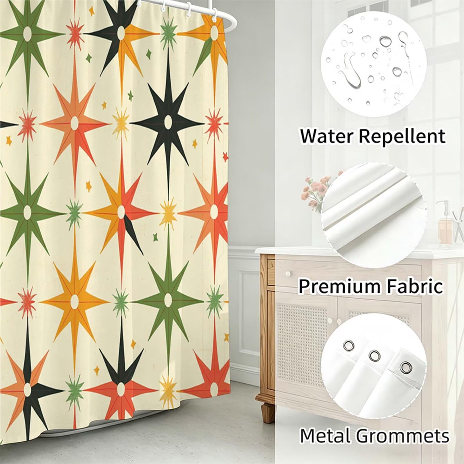 Bianco Tenda Doccia, Tenda per Doccia Tessuto Poliestere Impermeabile Asciugatura Rapida con 12 Anelli, Tende Finestra Bagno e Vasca Pieghevole per Angolare Casa Shower Curtain moderno J-311