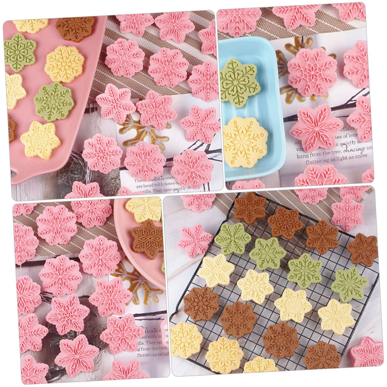 Cabilock 2 Juegos Herramienta Para Hornear Galletas Con Plantilla De De Nieve Molde Para Galletas Navideñas Molde Para Galletas Tipo Prensa Molde Para Galletas Prensa Para 18 Uds * 2
