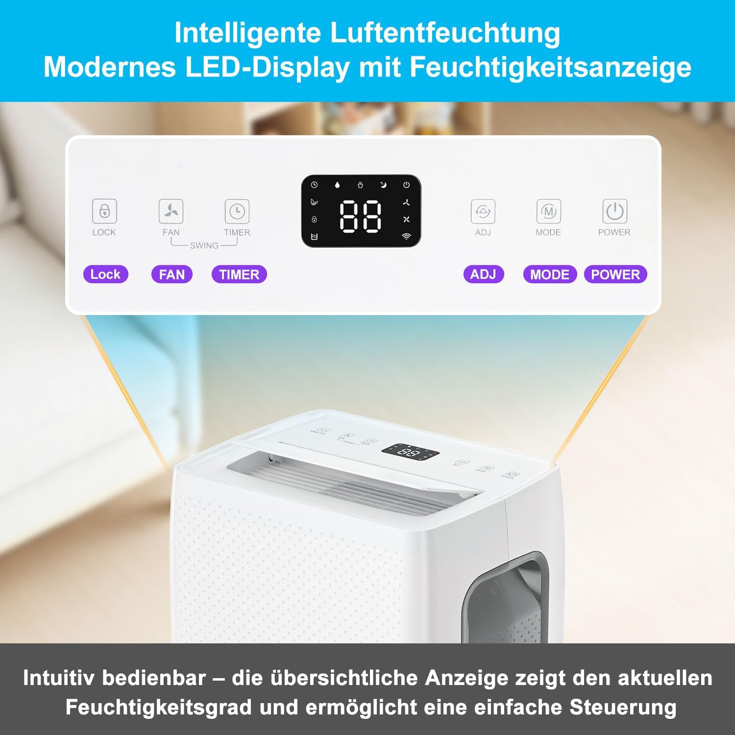 Herrselsam Dehumidifier control panel with LED display and buttons