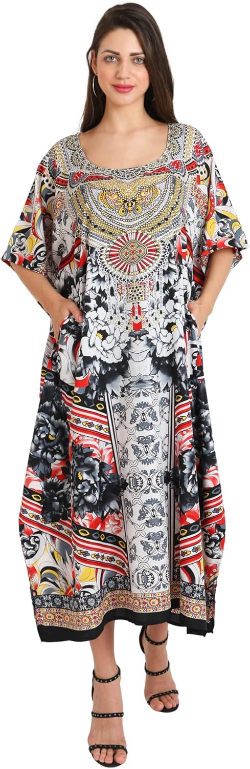 Miss Lavish London Kaftan for Women Dress Summer Swimsuit Cover Up, Plus Size Kaftan, Cruise & Caribbean Vacation Coverup