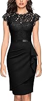 MIUSOL Women's Floral Lace Ruffle Cap Sleeve Cocktail Dress - Elegant Party Wear