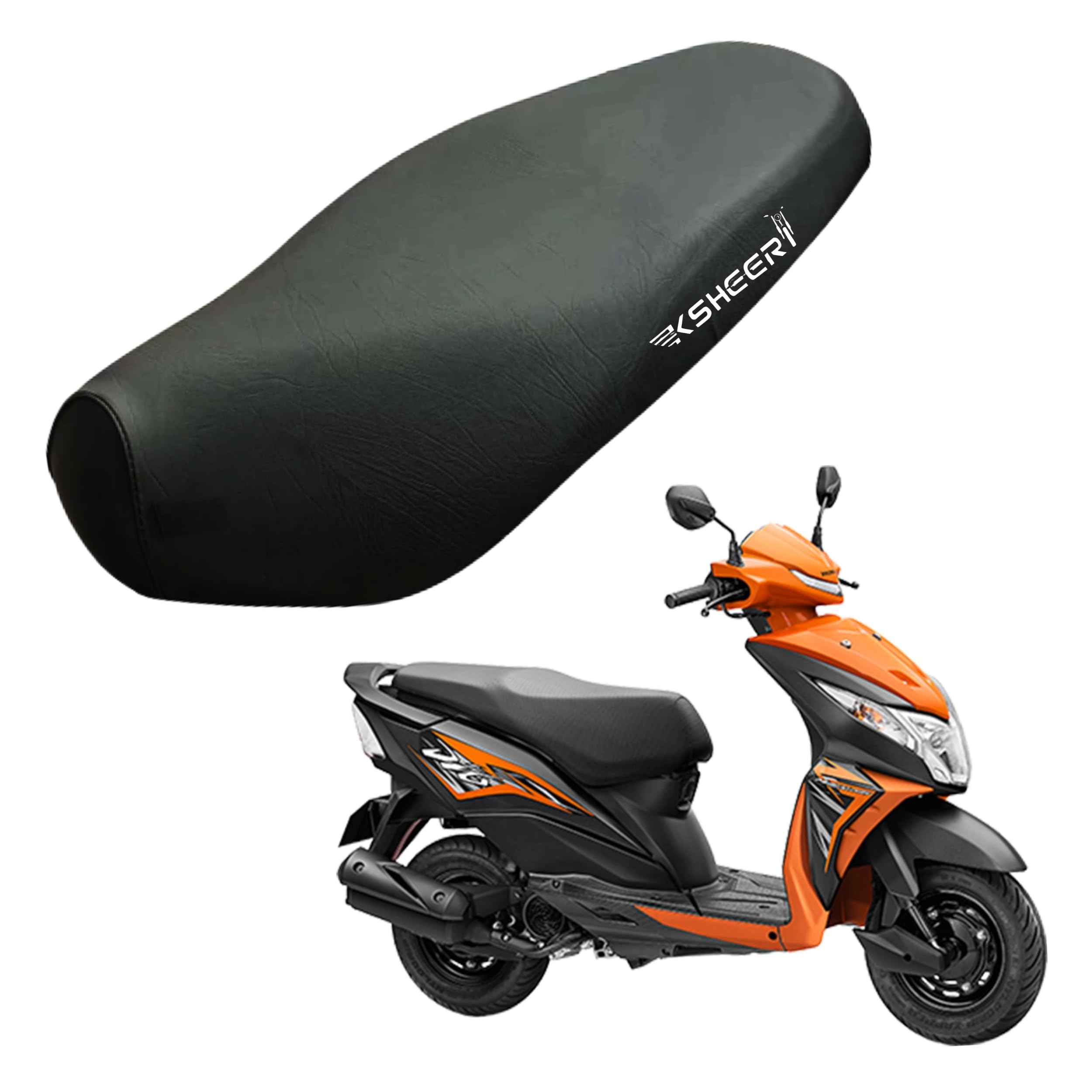 Dio 110 Scooty Seat Cover Protect from Rust and Dust, PU Leather Waterproof Durable Seat Cover for Dio 110 Bs6 (Black)-image-21