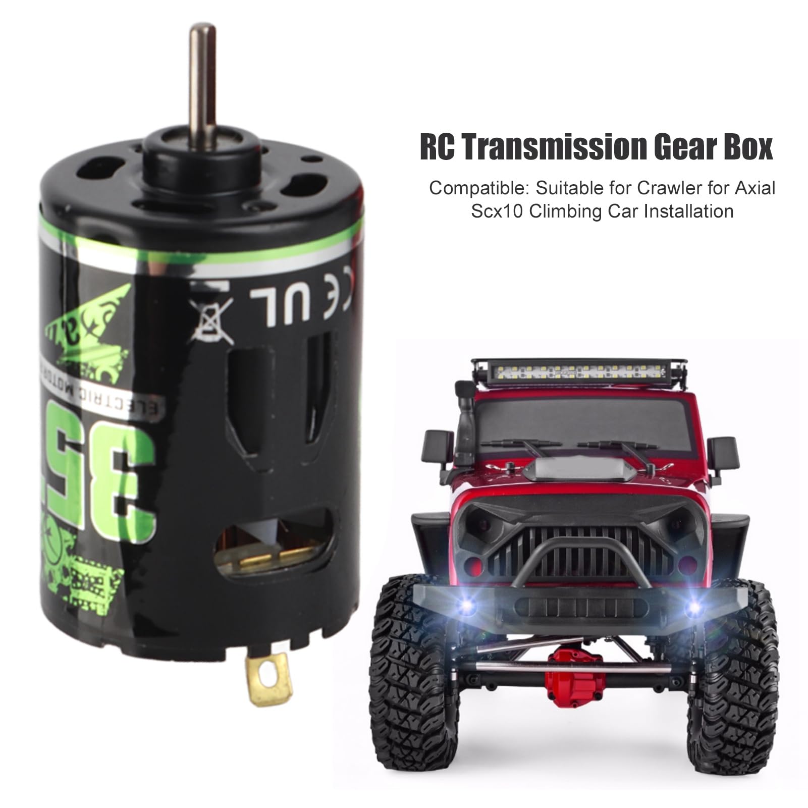 HUIOP Trasmissione con Scatola Ingranaggi Centrale con Motore a Spazzole 540 Design Durevole per Auto Cingolata Axial SCX10