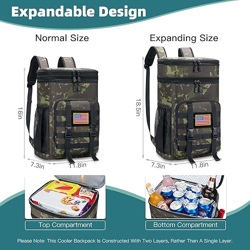 Miniatura 2 de Mochila enfriadora expandible, mochila térmica suave con aislamiento térmico de doble cubierta, mochila impermeable para hombres y adultos, camping
