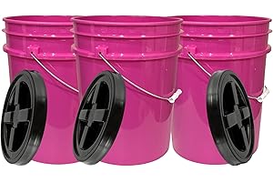 3-Pack Premium Pink Plastic 5-Gallon Bucket