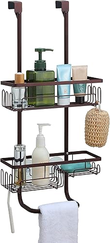 Miniatura 15 de SunnyPoint Cesta organizadora clásica de metal para baño, para colgar sobre la puerta (estándar, negro)