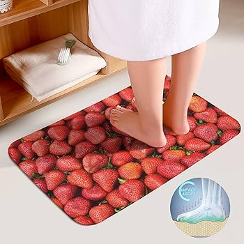 苺いちご柄トイレ蓋カバー＆敷マット新品未使用2点セット Amazon｜トイレマット 3点セット イチゴ柄 いちご 苺 足元マット