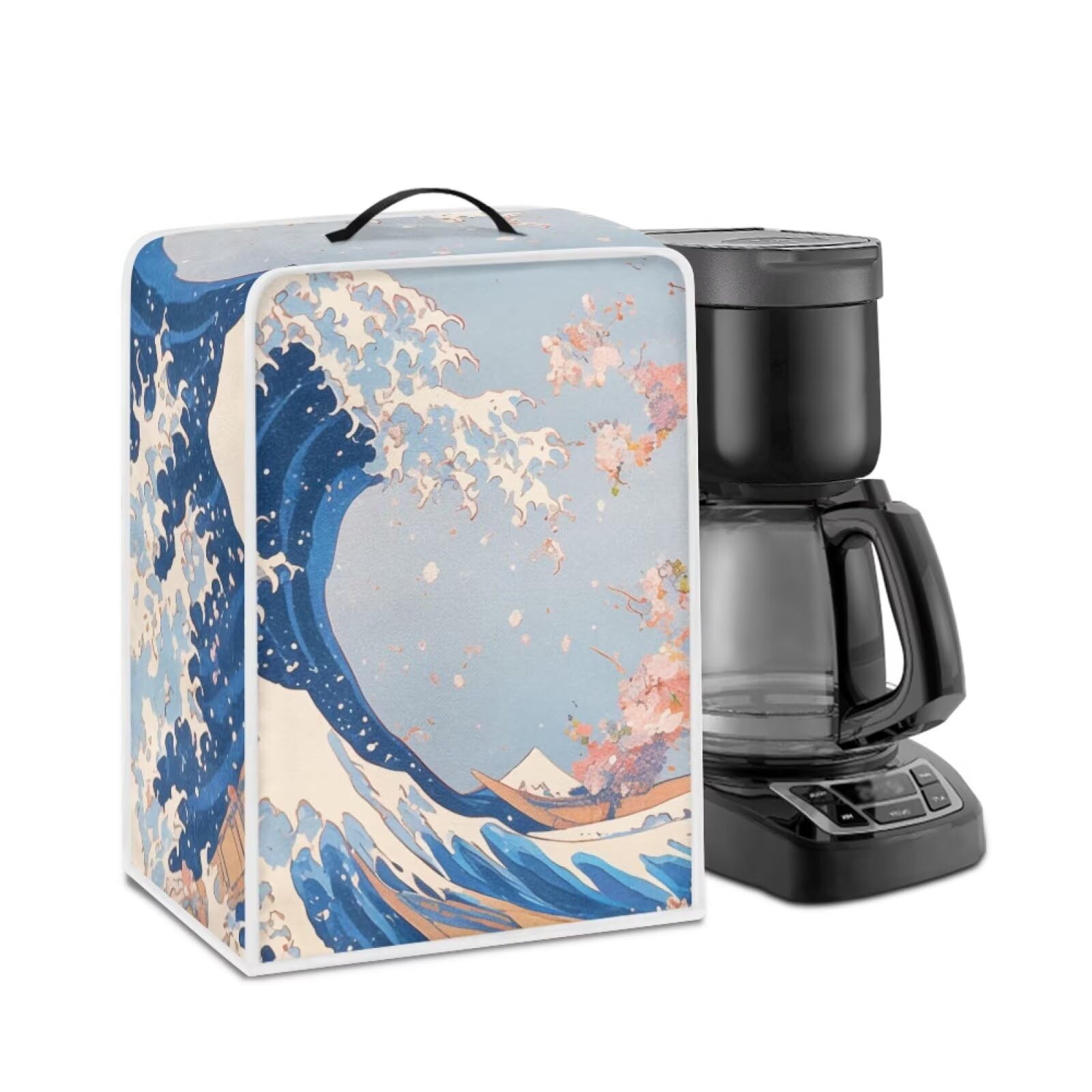 Coffee Maker Cover For Kitchen With Top Handle Waterproof Dust Appliance Cover Suitable For Most Coffee Machine Models The Great Wave off Kanagawa
