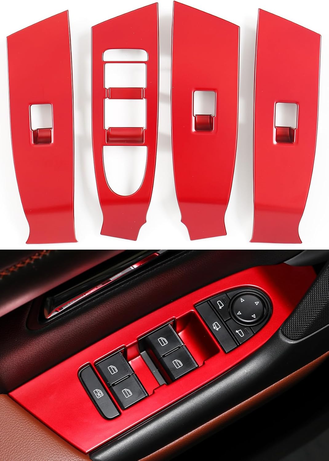 for 2023 2024 2025 2026 Mazda CX 50 Accessories, Red Window Control Protective Panel Trims Cover, Interior Upgrade Accessories for Mazda CX-50 CX 50 Hybrid 2024 2023