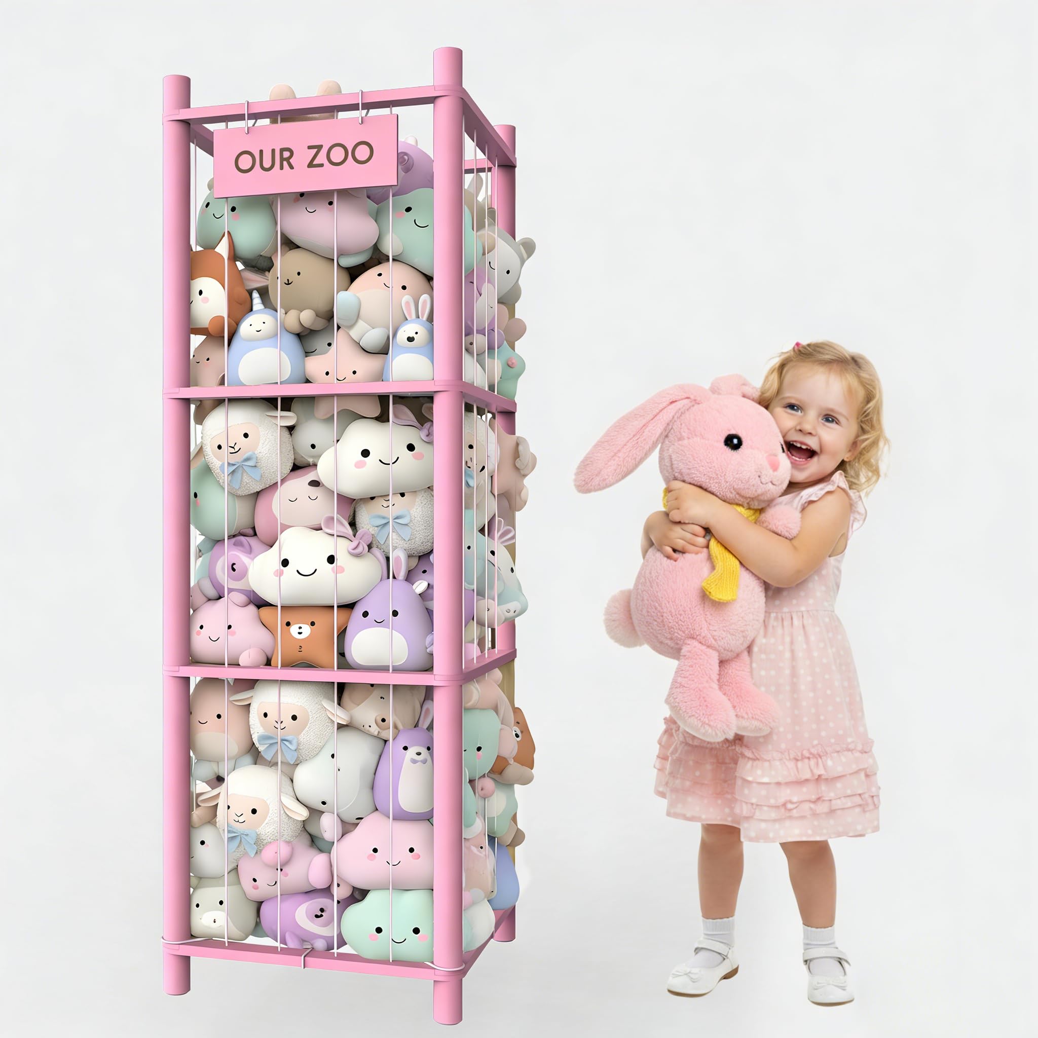 Rangement pour animaux en peluche vertical en bois pour en finir avec le désordre