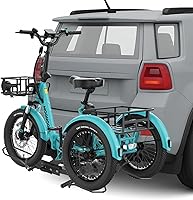 NAIZEA Heavy-Duty Trike Rack for E-Bikes & Fat Tire Adult Trikes - 170 lbs Capacity, 2" Hitch, Fits 5" Tires, Foldable Carrier