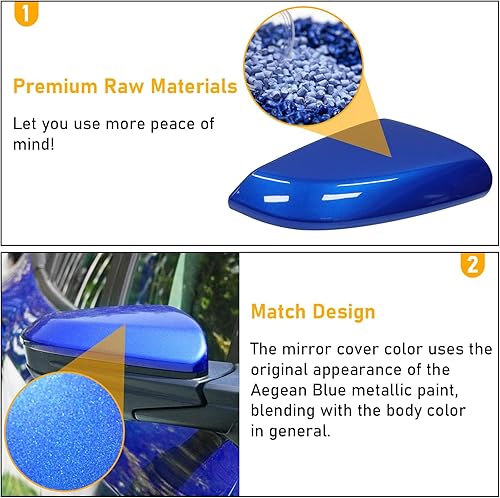 Miniatura 4 de Moonlinks Compatible con cubierta de espejo Honda Civic 2016-2021 de repuesto para el lado del pasajero, tapa metálica azul Aegean para 10