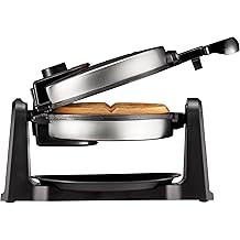 Chefman Rotating Belgian Waffle Maker, 180&deg; Flip Iron w/ Non-Stick Plates, Adjustable Timer, Locking Lid, &amp; Drip Plate, Space Saving Storage, Mess-Free Breakfast, Stainless Steel/Black