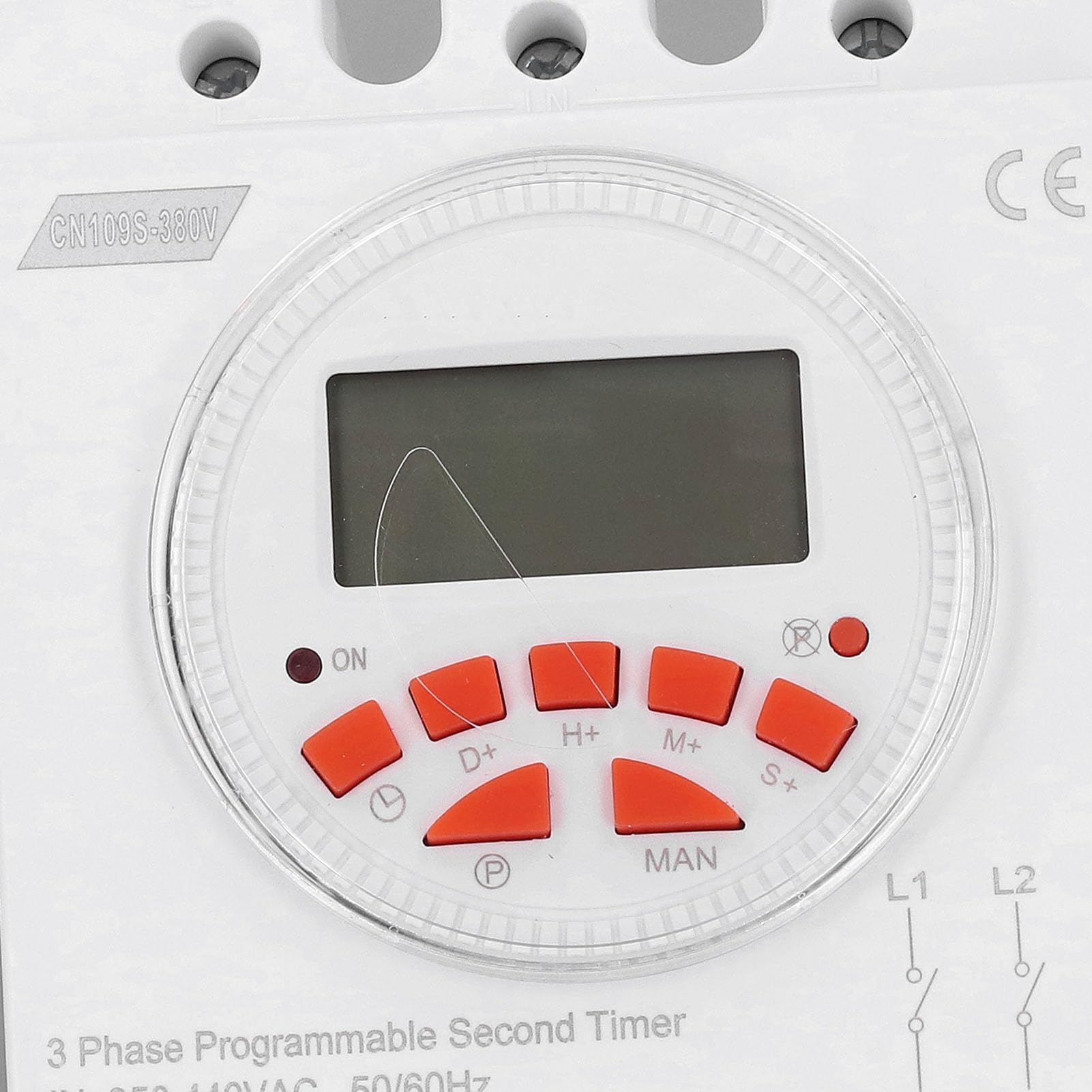 KUIDAMOS Interruptor Temporizador Trifásico de Potencia Precisa con Pantalla Retroiluminada para un Uso Versátil de Control Programable de 24 Horas para Proyectos Domésticos y Exteriores Material: PC
