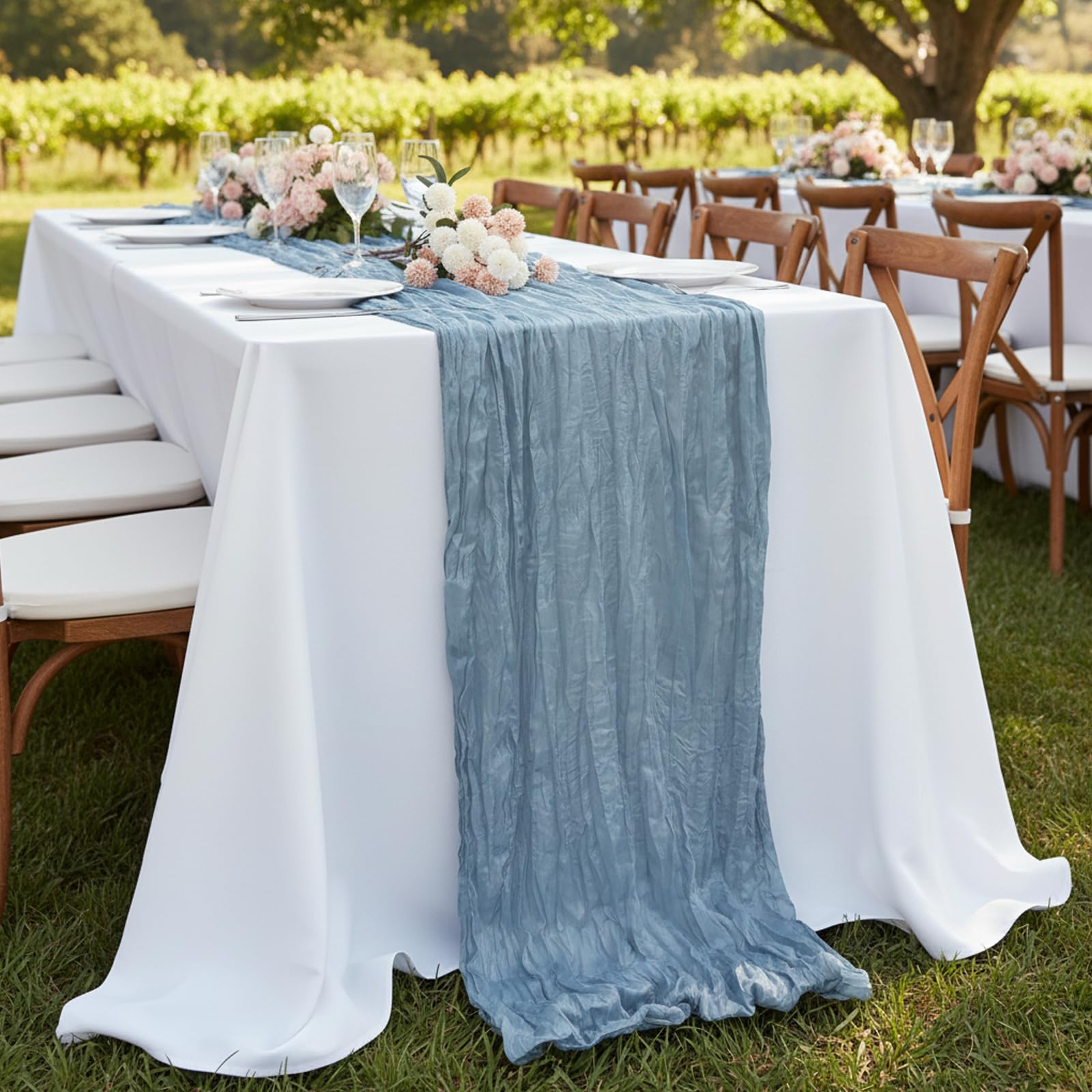 Fixwal Confezione da 10 runner da tavola in garza bohémien, 89 x 305 cm, decorazione da tavola semi-trasparente per feste, docce, compleanni, matrimoni