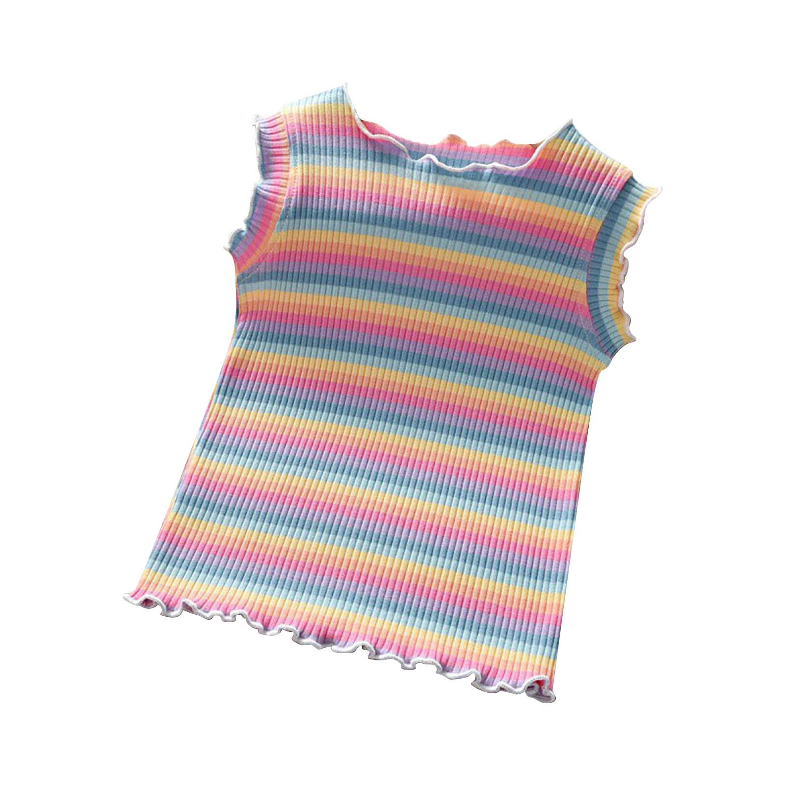 Toddler Kids Girls Tank Tops Little Girls Clothes Ruffle Sleeveless Tee Shirt Ribbed Knit T-Shirt Casual Summer Tee Tops