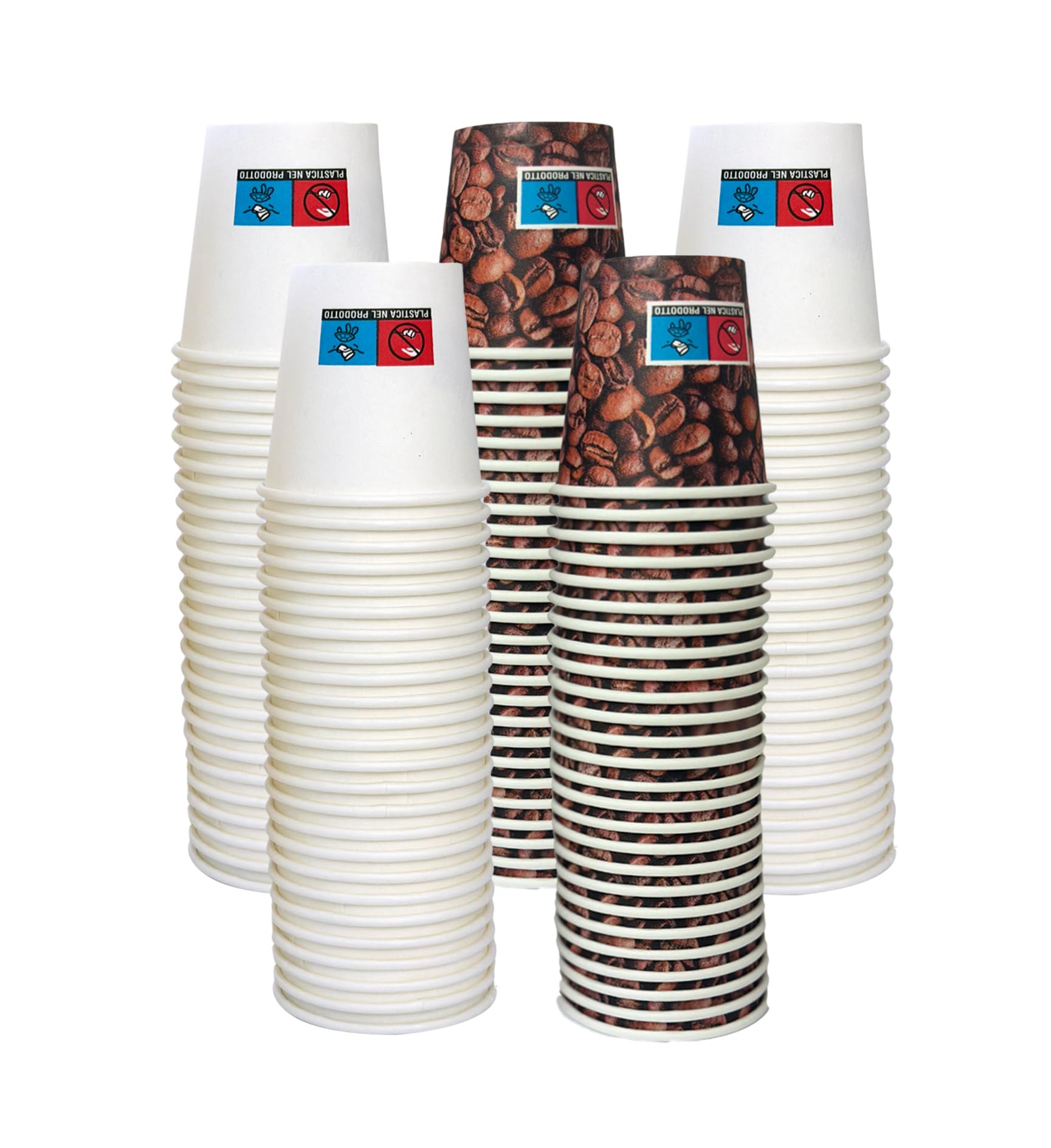 SWEEPING,2000 Bicchierini Caffè monouso,tazzine caffe in carta da 75ml - Modelli assortiti