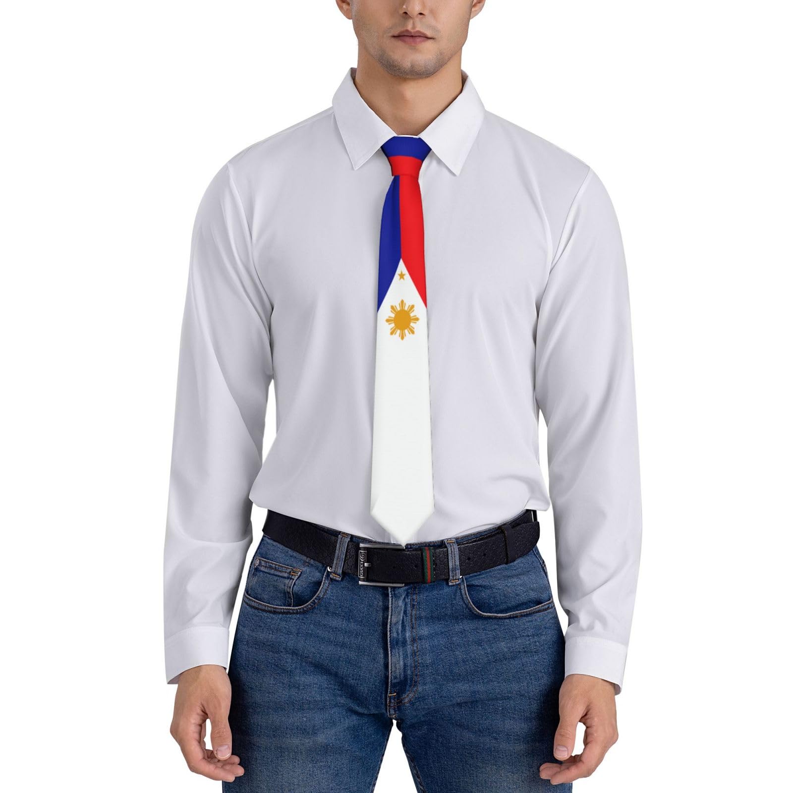 Men's Necktie Vintage Philippines Philippinese Filipinos Flag Neck Tie Formal Business Casual Daily Wedding Party Novelty Classic Tie for Men