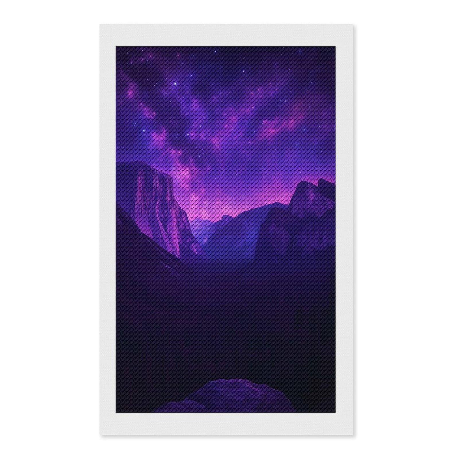 Junmoney Yosemite Under A Cosmic Sky Round Drill Diamond Painting 12"x20", for Adults, Creative Leisure Activity, Office Decor, Holiday Gift Idea