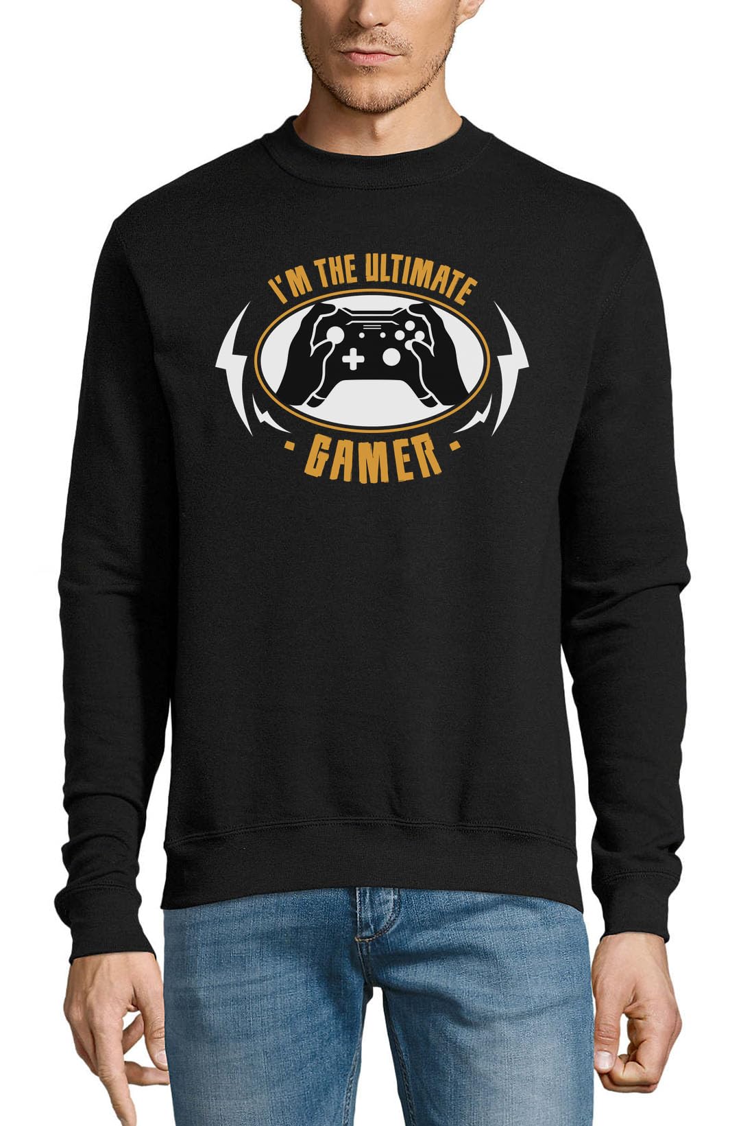 Felpa in cotone con scritta "I'm The Ultimate Gamer", colore: nero