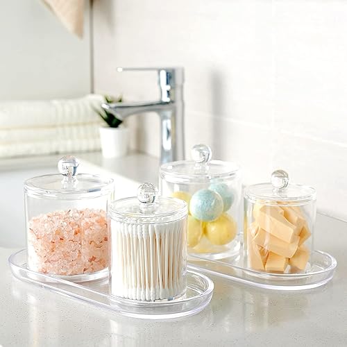 Miniatura 3 de SheeChung Bandeja de tocador acrílica, paquete de 2, transparente, 9.65 x 4.5 x 0.79 pulgadas, bandeja Catchall, dispensador de bandeja