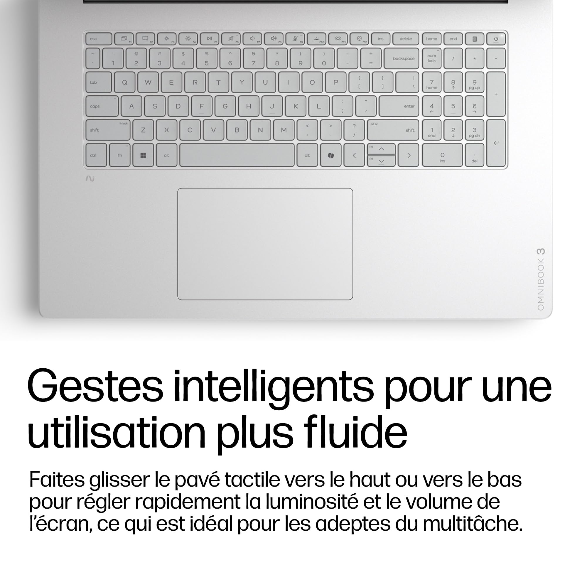 HP OmniBook 3 16-bu0025nfx Ordinateur Portable 16" 2K IPS, PC Portable (Intel Core 5-120U, RAM 8 Go, SSD 256 Go, Intel Graphics, Windows 11), Laptop Argent, Clavier AZERTY