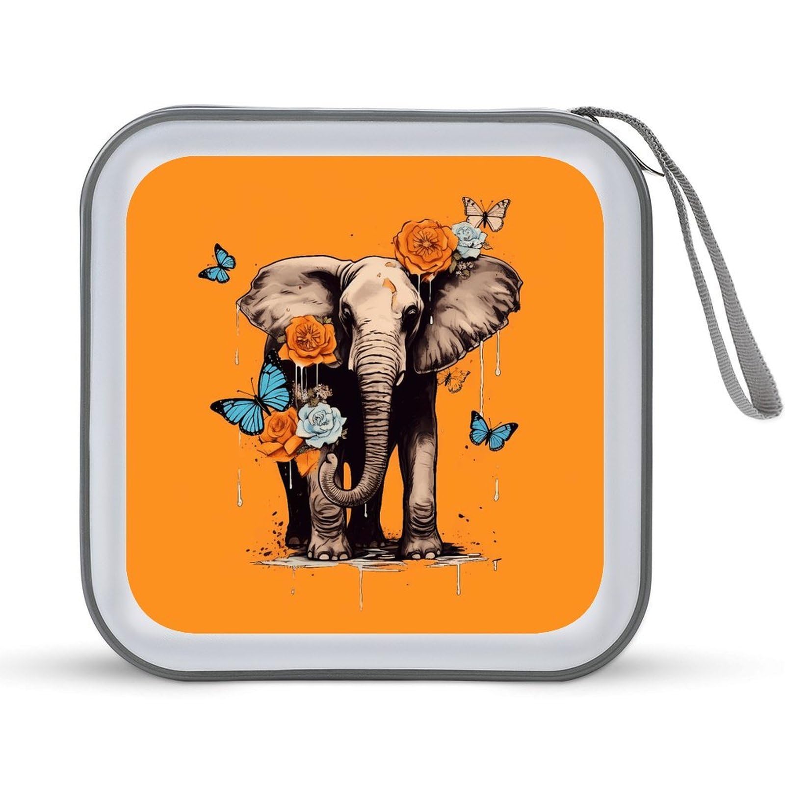 Étui CD portable 40 DVD rigide papillon bleu rangement voiture voyage