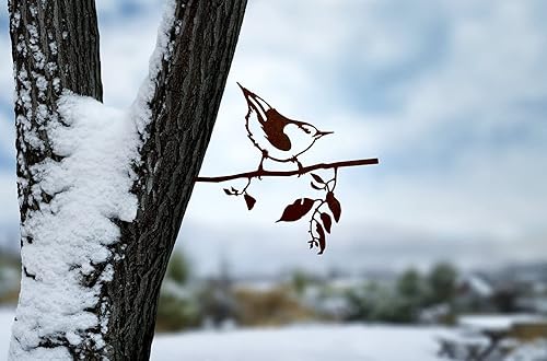 Miniatura 3 de Nuthatch - Adornos de árbol para exteriores en acero Corten - Arte de metal fabricado con orgullo en Estados Unidos