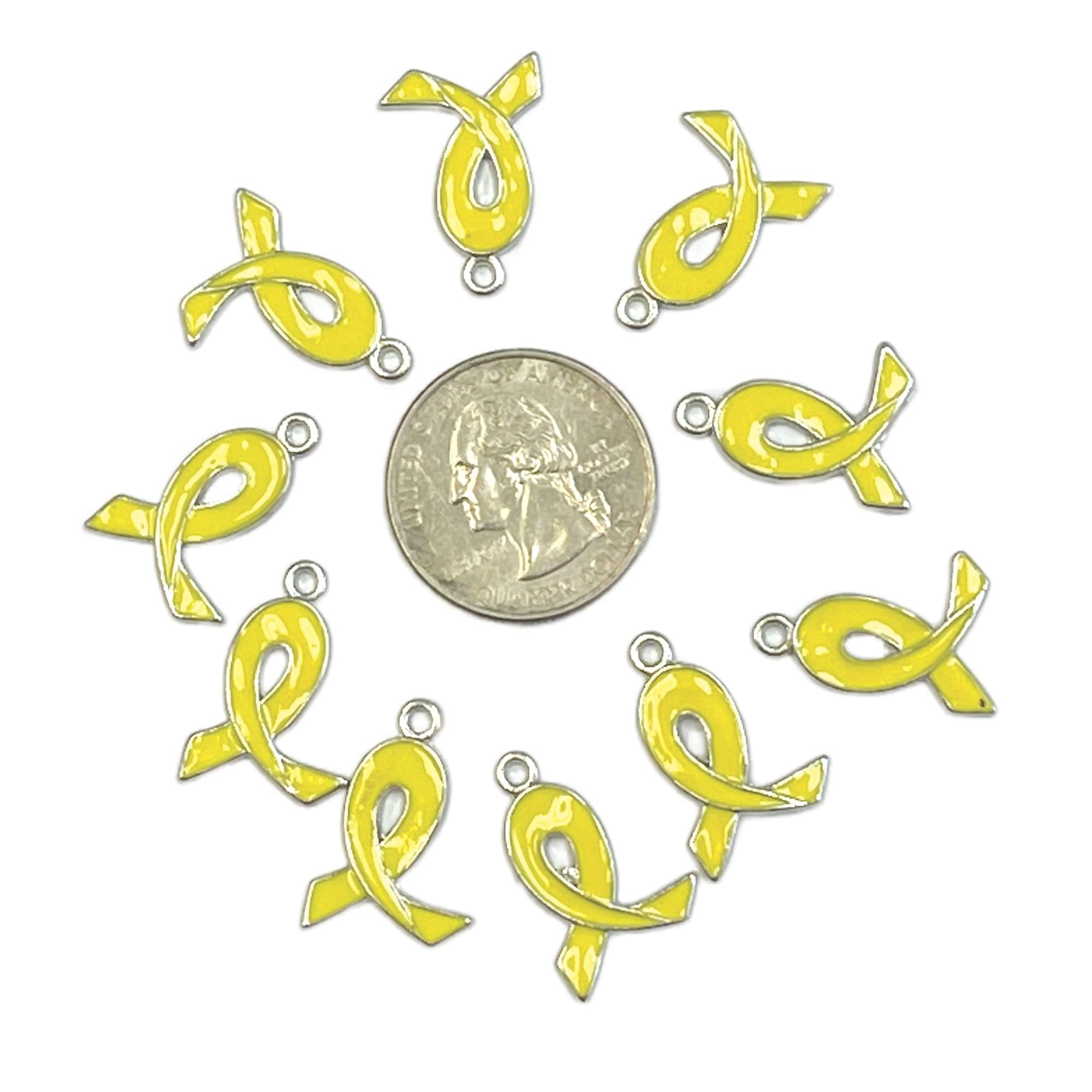 Linpeng Yellow Ribbon Charms Bulk For Jewelry Making