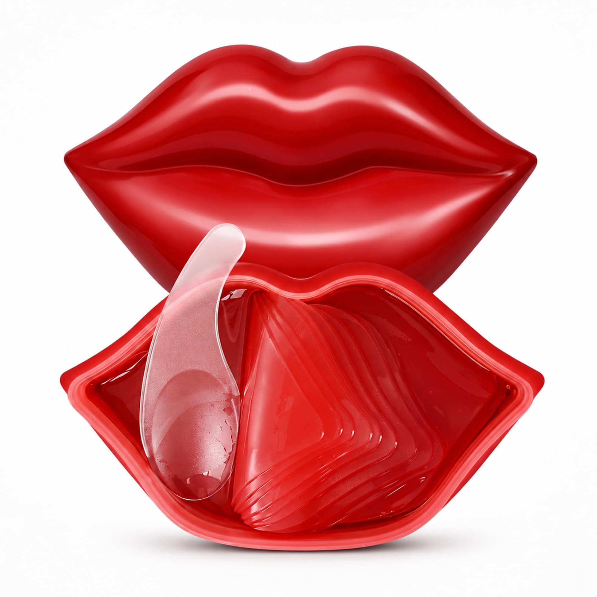 Lip Sleeping Mask, 20 Hydrogel Patches for Dry, Rough-Looking Lips, Sculptural Red Case with Fitted Tray and Applicator, 10–15 Minute Makeup Prep Routine-image-0