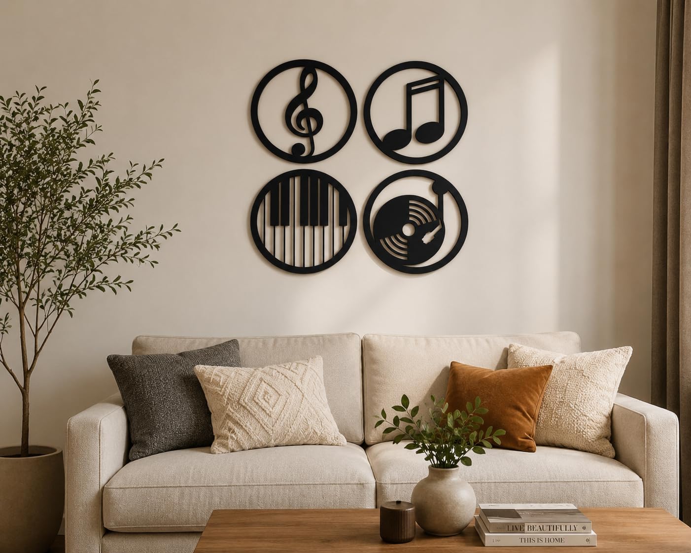 Lippan Modern Wooden Wall Art Set | Minimalist Wall Sculptures for Living Room, Bedroom & Office | Decorative Wall Hanging Panels (Tree Branch)
