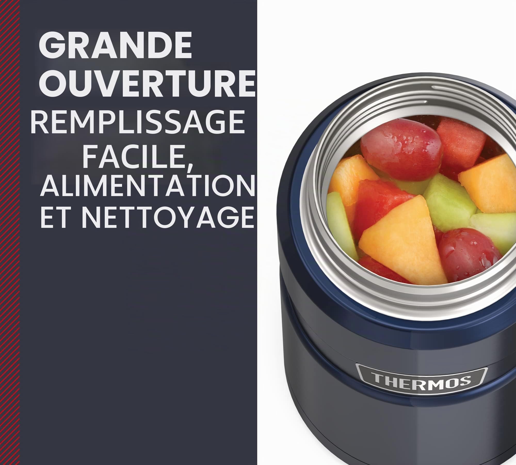 Thermos Stainless King Récipient alimentaire isotherme en acier inoxydable, bleu nuit, 0,71 Liter