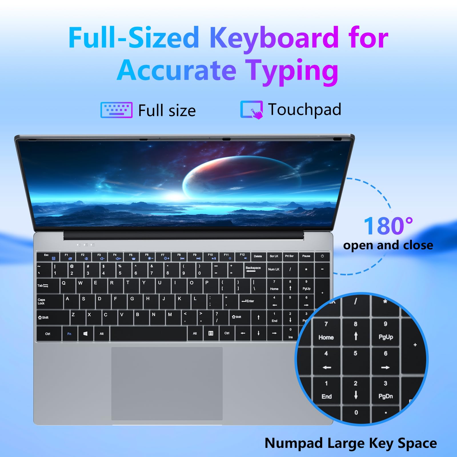 15,6 Pollici Notebook Core i5 7Y54 Processore, 16GB RAM 512GB SSD, Office 365 PC Portatile 1920*1080 FHD Schermo, Win11 Laptop Mini-HDMI USB3.0 Computer Portatile Tastiera Numerico Retroilluminata