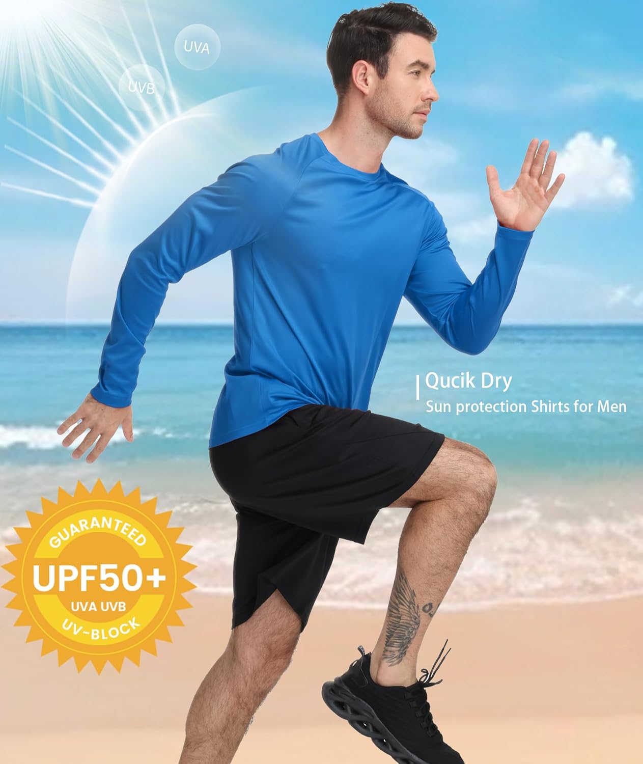 5-Pack Mens Long Sleeve Shirts UPF 50+ UV Sun Protection Fast Dry Fishing Hiking Swim Rash Guard Wokout Shirt - Image 5