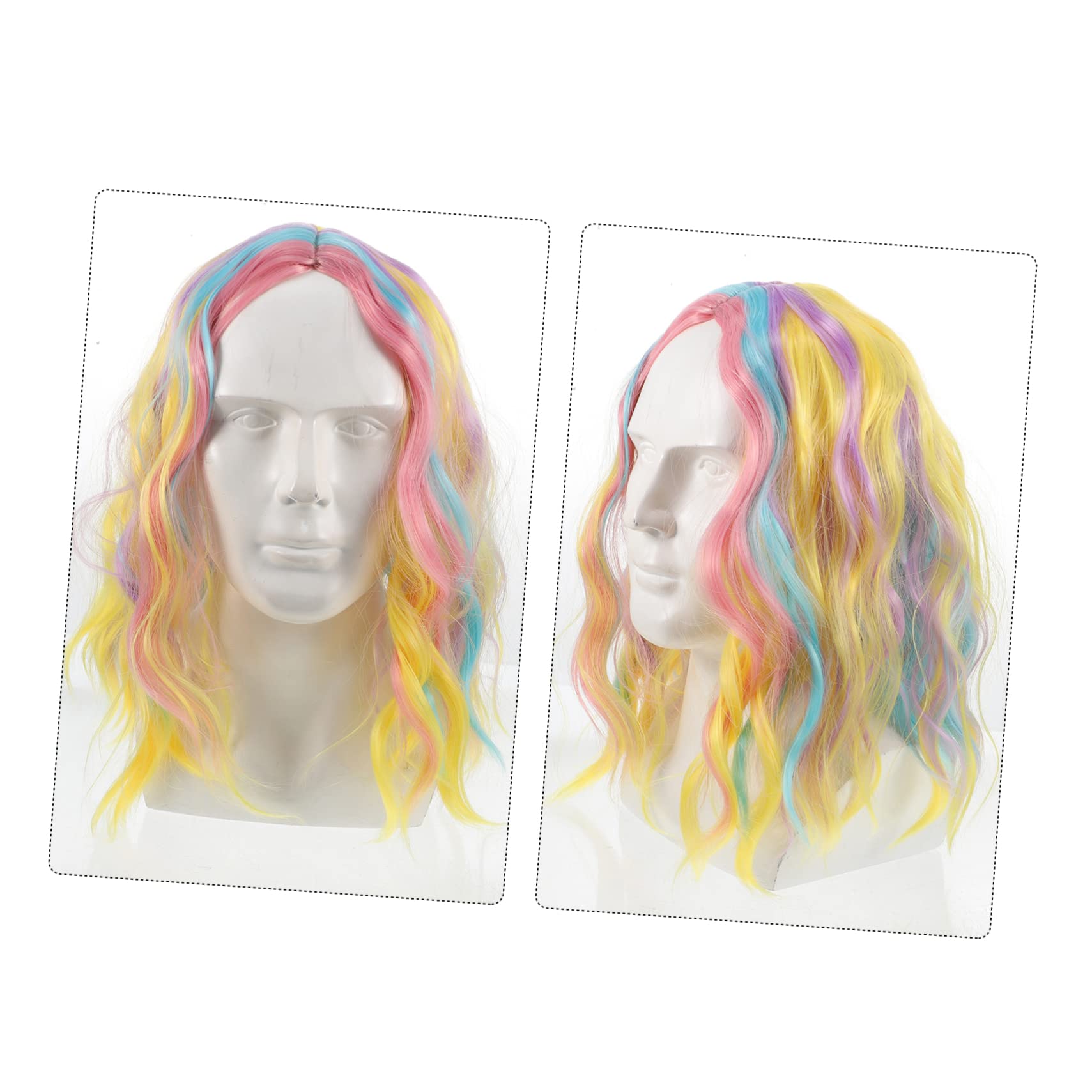 Rainbow Wavy Wig Bunte Wellige Perücke Schulterlänge Für Cosplay Partys Und Alltäglichen Gebrauch Hitzebeständigem Material Leicht Zu Pflegen Und Stylisch