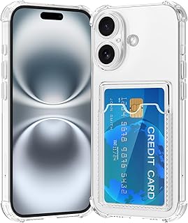 RIERBUBU Design for iPhone 16 Case with Card Holder, Wallet Case Clear Slim Soft Protective Cover Shockproof Anti-Scratch Phone Card Case for iPhone 16